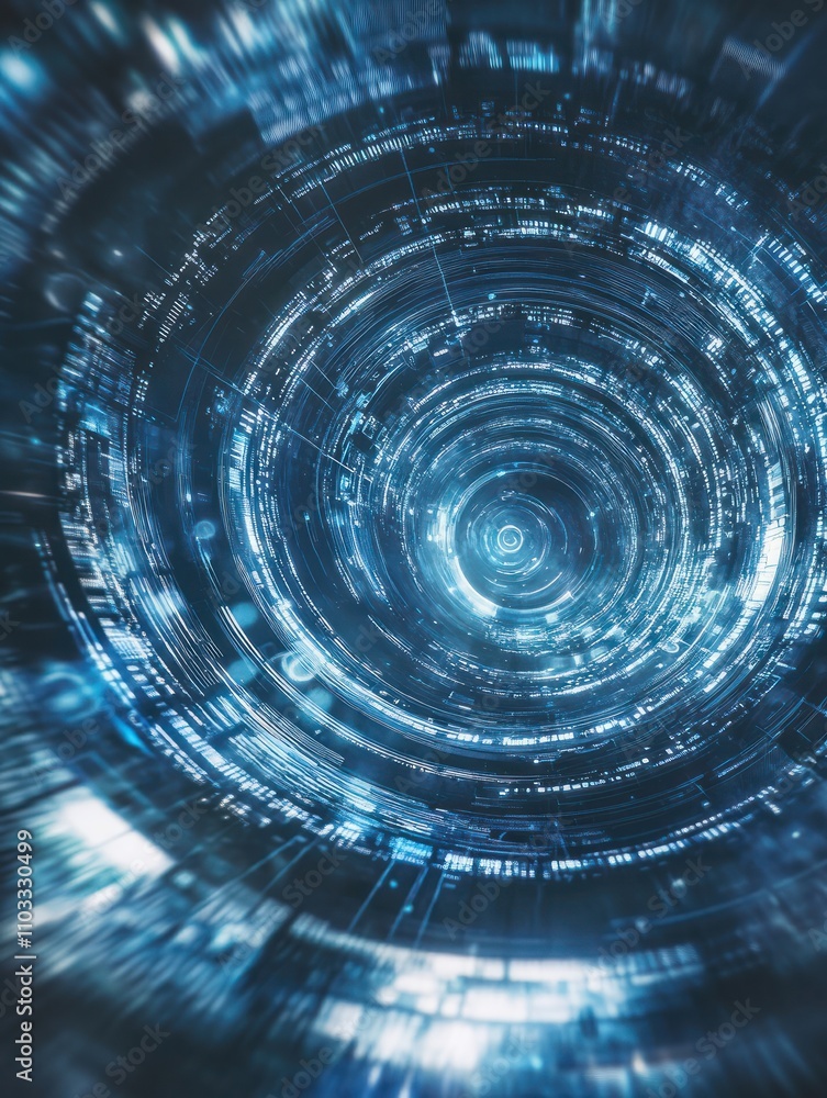 Aufkleber artificial intelligence illustration. abstract technology circles. data transfer concepts in interne