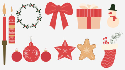 Christmas gifts set icons vector png