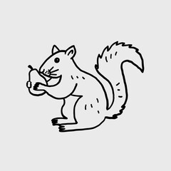 Squirrel Holding a Pear Drawing