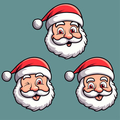 Santa Claus face, santa claus head, smiling santa claus winking, santa claus face png