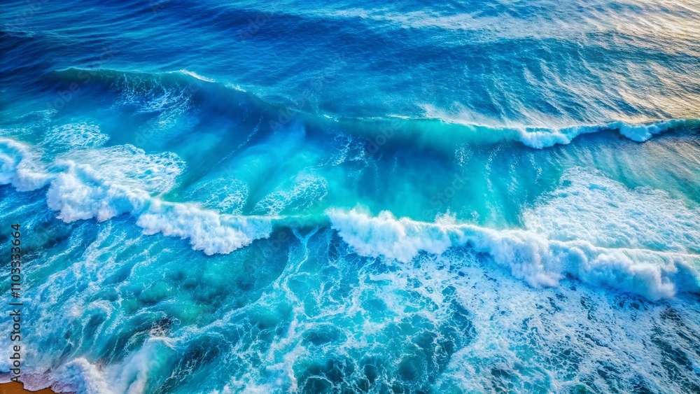 Poster aerial view of a serene blue flow background with gentle waves and soft gradients, perfect for abstr