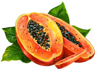 Vibrant Cartoon-Style Papaya