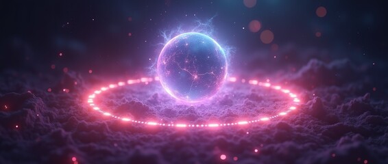Energy sector.Futuristic magical plasma circle glows in space