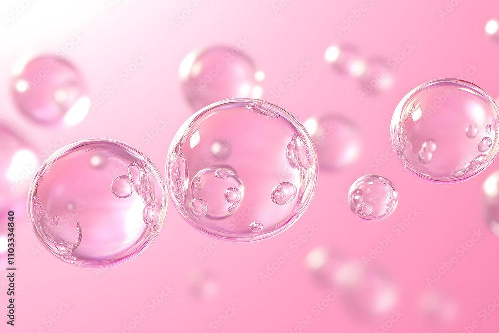 Aufkleber bubbles floating in soft pink background abstract art digital imagery calm environment creative view