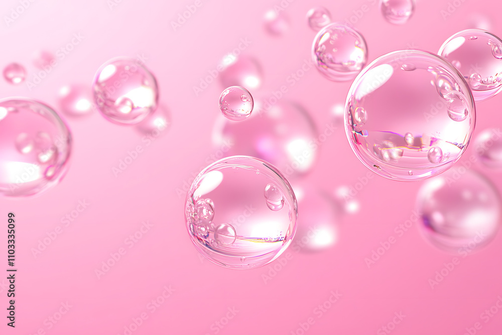 Aufkleber bubbles floating in a soft pink background abstract design digital art calm environment close-up vie