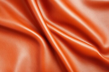 Close-up of smooth, burnt orange leather texture.