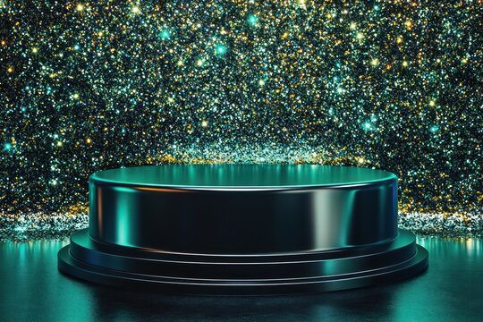 empty cylindrical podium in a futuristic modifyed carbon robotic research laboratory room