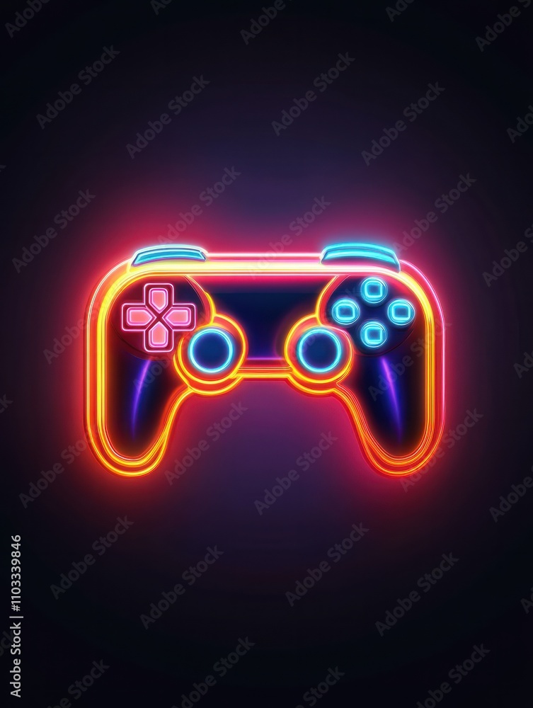Poster game console neon icon. elements of internet things set. simple icon for websites, web design, mobil