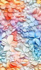Fototapeta premium Floral flowers and beautiful colorful leaves wallpaper seamless pattern for interior decoration or background.