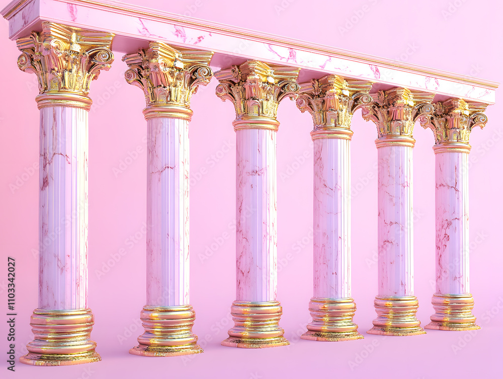 Poster elegant architectural columns modern gallery digital artwork minimalist environment close-up view ae