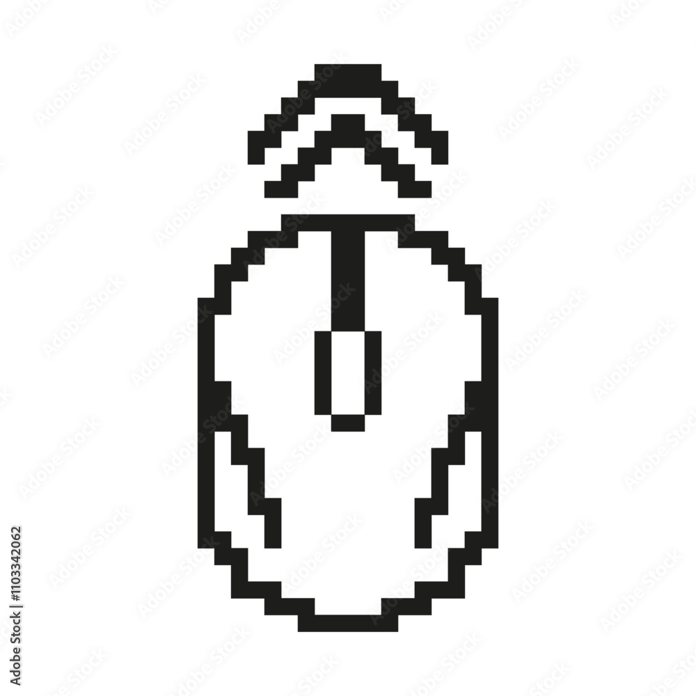Fototapete pixelated computer mouse icon. mouse click symbol with interaction lines in pixel art style. digital