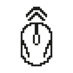 Fototapeta premium Pixelated Computer Mouse Icon. Mouse Click Symbol with Interaction Lines in Pixel Art Style. Digital Navigation and Control. Isolated Vector Illustration