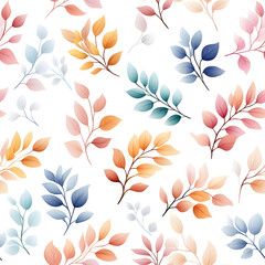 Floral flowers and beautiful colorful leaves wallpaper seamless pattern for interior decoration or background.