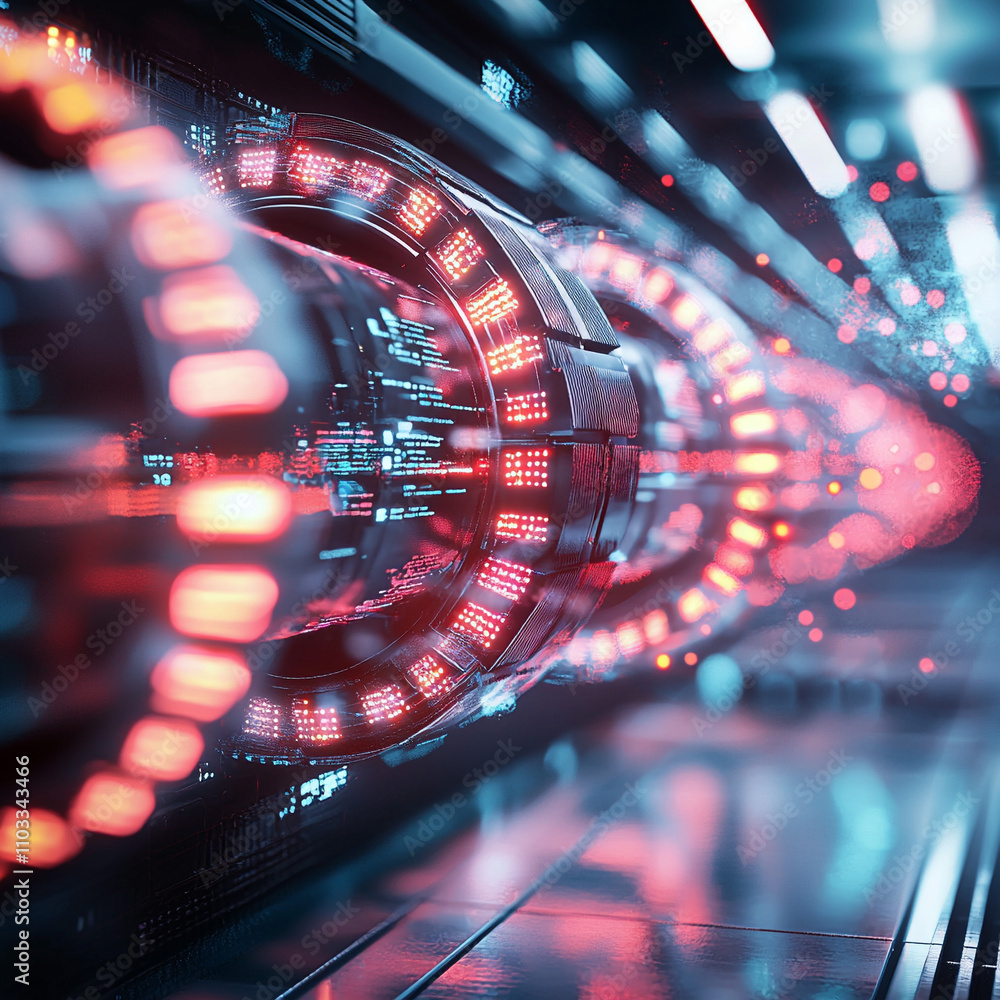 Poster futuristic ai-generated technology showcase digital space visual art virtual environment immersive v