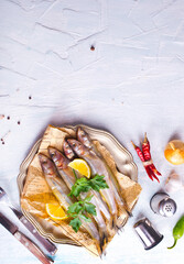 Top view of pile of fresh raw fish