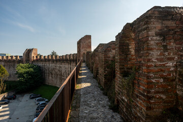 ancient medieval walled city Padua Italy, walk on the walls