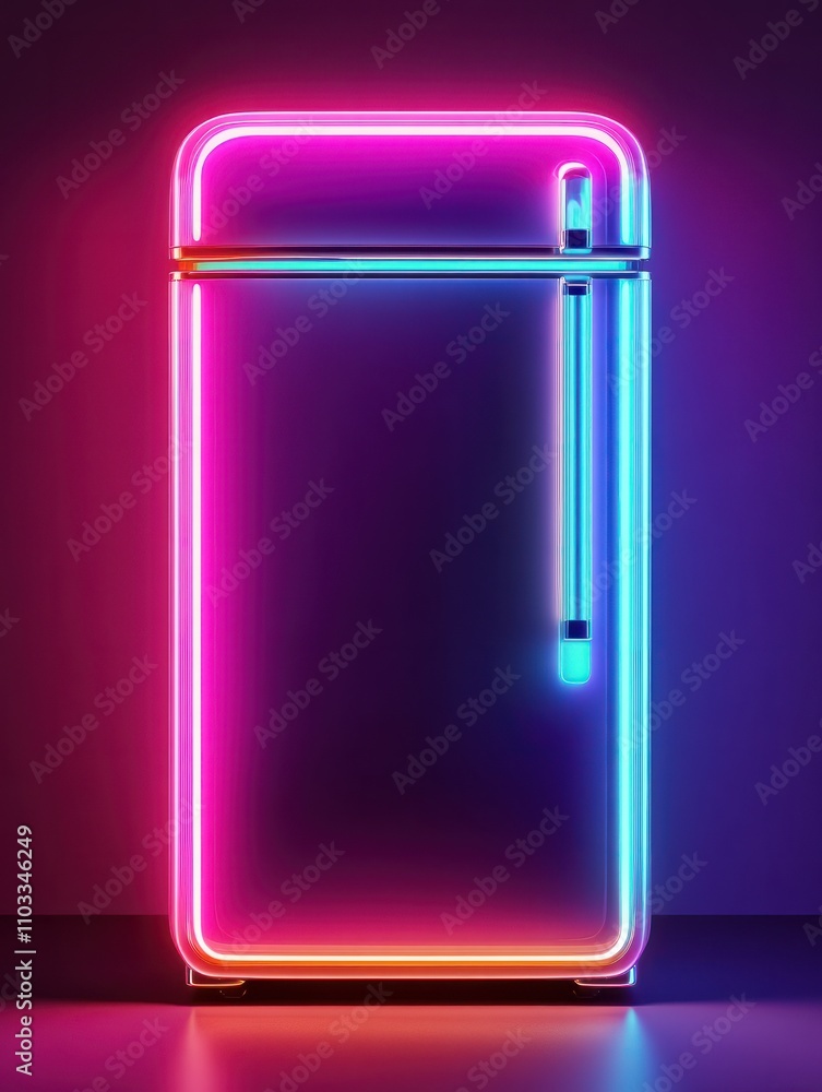 Poster refrigerator neon icon. elements of internet things set. simple icon for websites, web design, mobil