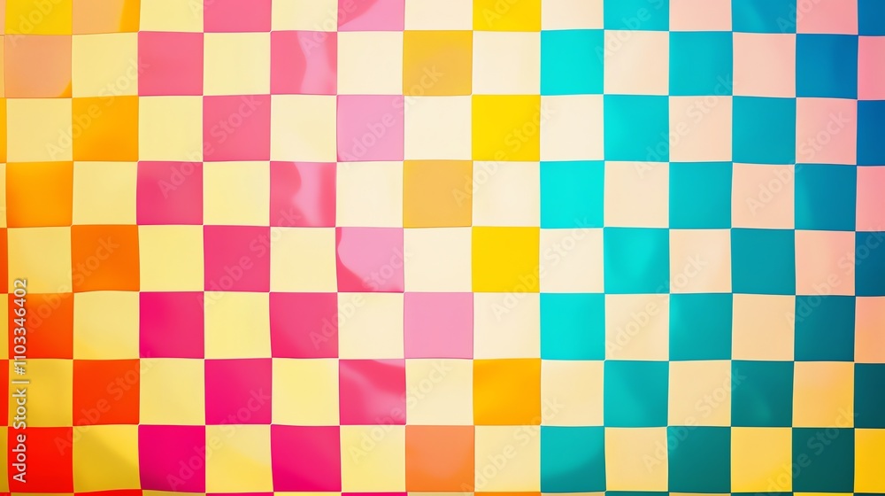 Wall mural a checkered pattern with a gradient of colors.