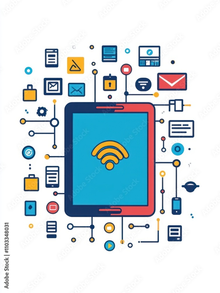 Poster tablet multi color style icon. simple thin line, outline of internet things icons for ui and ux, web