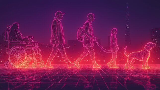 The International Day of People with Disabilities web banner depicts individuals with disabilities, including men and women with hand and leg prostheses, a boy on crutches, and a blind person with a