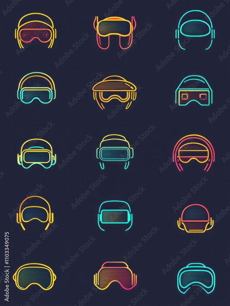 Poster virtual reality multi color style icon. simple thin line, outline of internet things icons for ui an