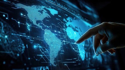 Advanced Technology Touching Digital Earth Map with Data Connections