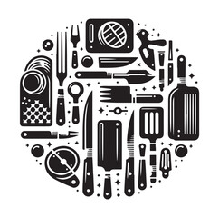 Kitchen tools silhouette vector collection