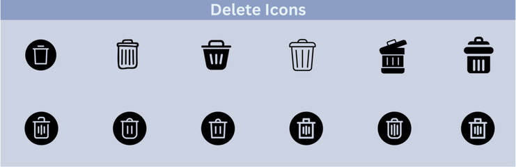 Delete icon set. delete button trash remove cancel undo throw remove editable stroke line icon collection.