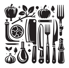 Kitchen tools silhouette vector collection