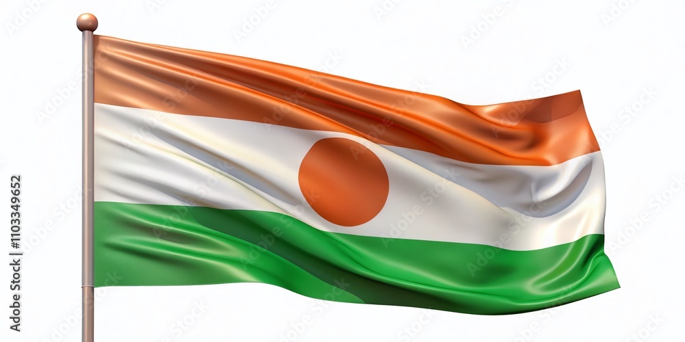 Poster aerial view of niger flag with realistic vector illustration on a crisp white background for educati
