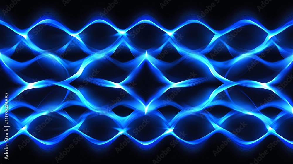 Wall mural Blue wave with a white line in the middle. The blue color is very bright and the white line is very thin