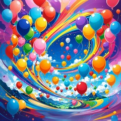 3d colorful balloon design, abstract, painting