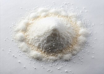 Aerial View of Powder Sugar Delicately Spread on a Clean White Surface, Perfect for Culinary and Baking Themes, Evoking Sweetness and Elegance in Food Photography