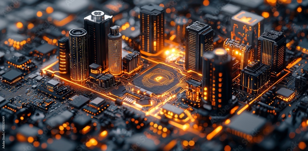 Poster crystals on the motherboard circuit board form a graph that shows the cpu processor speed and coolin