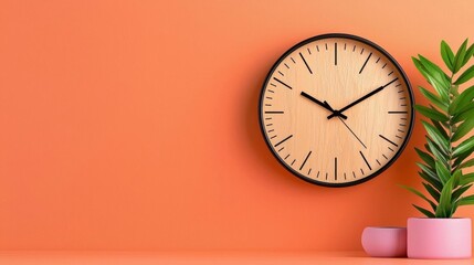 a photostock of a minimalist clock showing 10:00 with soft pastel background, quiet moment 2025