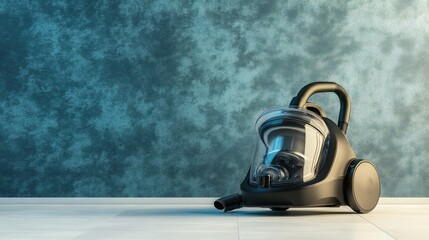 Fototapeta premium Modern Vacuum Cleaner on Minimalist Floor Against Textured Wall in Elegant Contemporary Room Design with Sophisticated Color Palette and Stylish Decor Elements