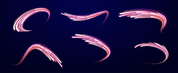 Neon stripes in the form of drill, turns and swirl.Iight background, speed, wavy, swirl,curve,speedy,vector. Abstract background rotational border lines.