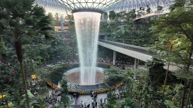 The largest indoor waterfall in Singapore, it located at Changi Jewel.