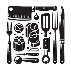 Kitchen tools silhouette vector collection