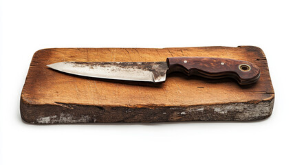 A single knife isolated on cutting tool surface with a clean white background 