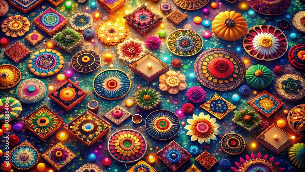 Poster aerial view of vibrant colorful patterns with space for custom message ideal for background design a