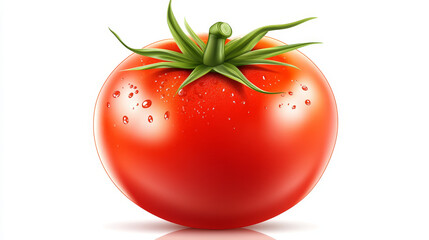 A single, bright red tomato placed on a white background, showcasing its smooth texture and vibrant color. --ar 16:9 --v 6.1 Job ID: 3215224f-5ef3-410e-8faa-55cd76c597ce