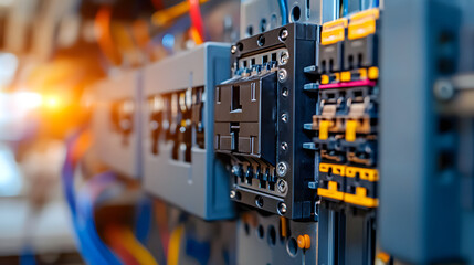 primer plano de cuadro principal de instalación electrica