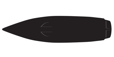 Silhouette Speedboat isolated vector illustration. Luxury and expensive boat. Top view