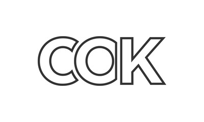 COK logo design template with strong and modern bold text. Initial based vector logotype featuring simple and minimal typography. Trendy company identity.