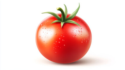 A single, bright red tomato placed on a white background, showcasing its smooth texture and vibrant color. --ar 16:9 --v 6.1 Job ID: 4caca841-483a-41d8-ad97-d1b44a781d08