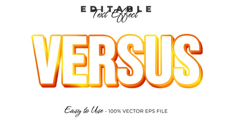 Versus text effect, glossy gradient graphic style, editable text