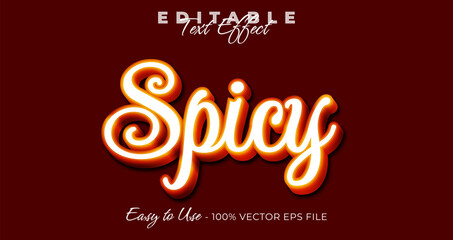 Spicy text effect, glossy gradient graphic style, editable text