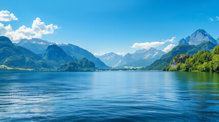 Obraz premium Beautiful Nature Vista with Mountains and Lake