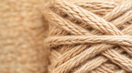 Obraz premium Close-up of natural beige jute twine.